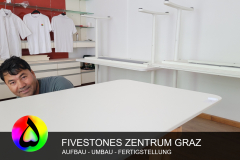 FIVESTONES Zentrum in Graz: Aufbau der Tische